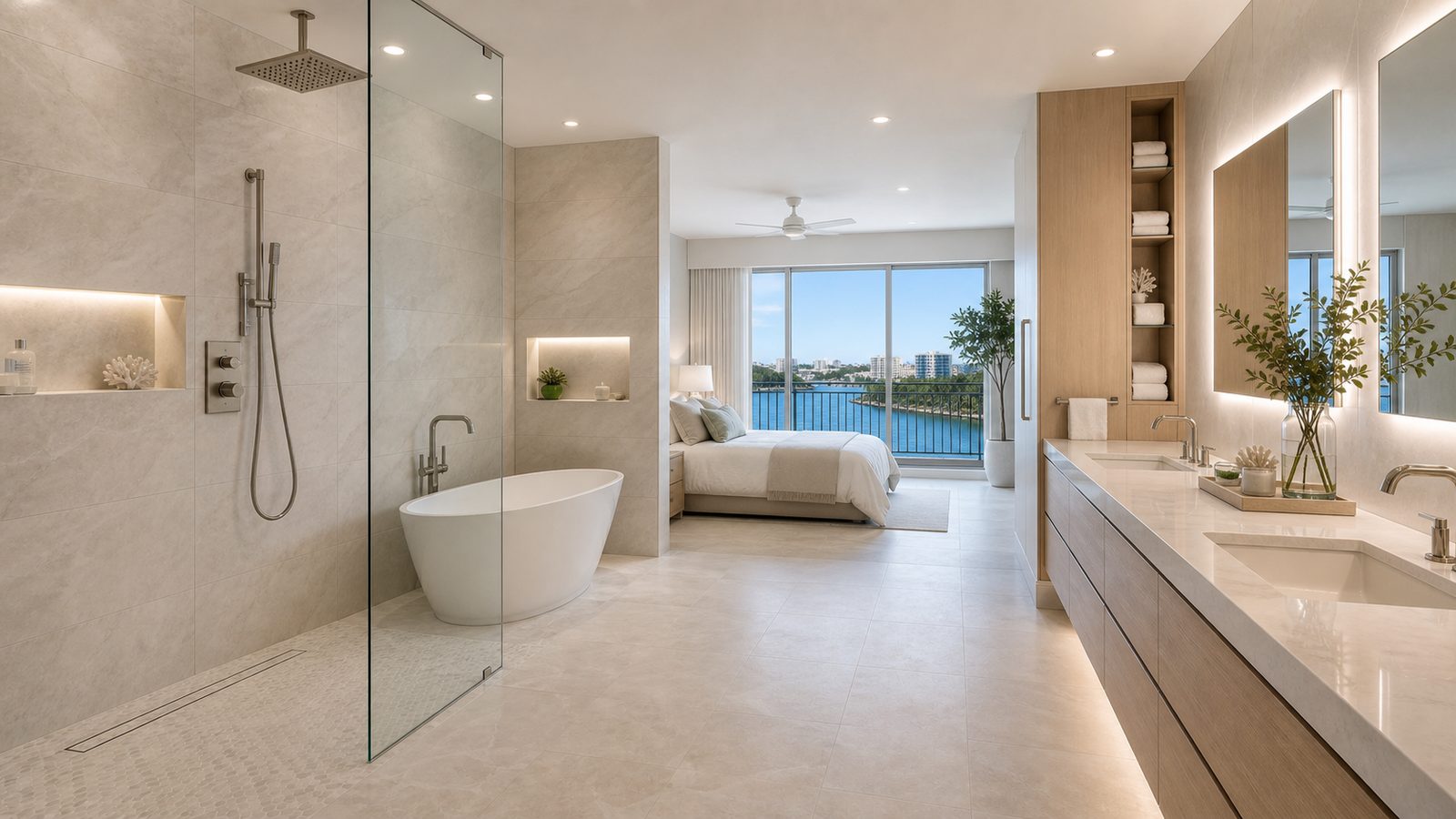 Renovated spa primary bath in Boca Raton (representative)