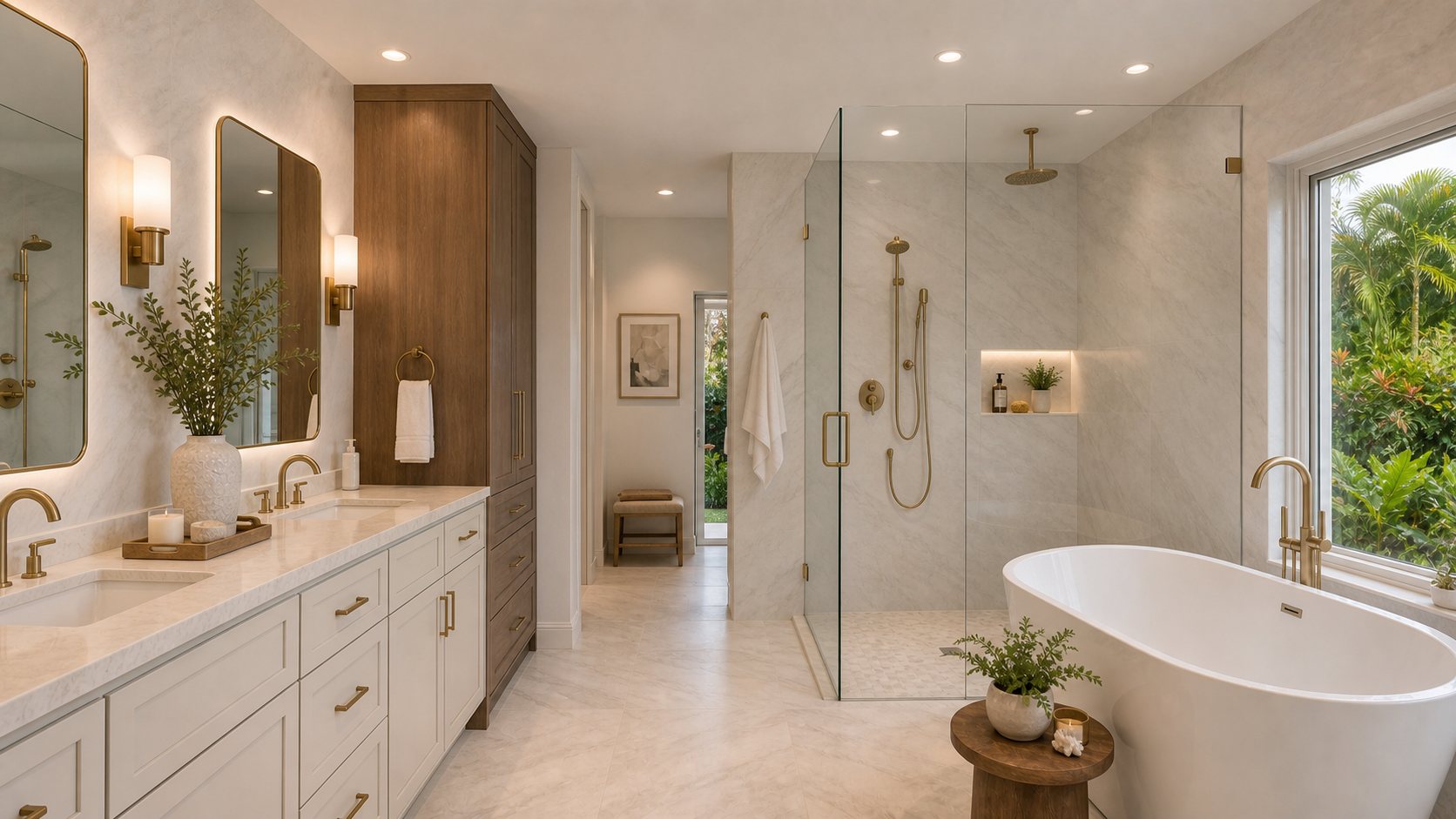 Finished spa primary bathroom in a Boca West residence (representative)