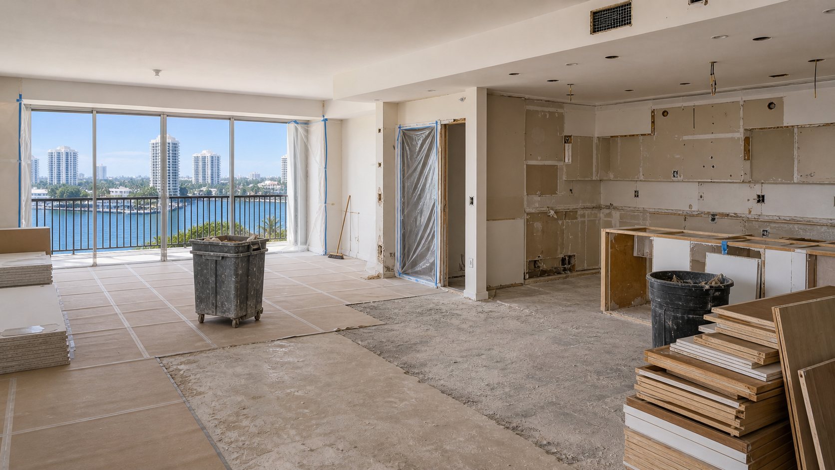 Finished open living area with ocean views (representative)