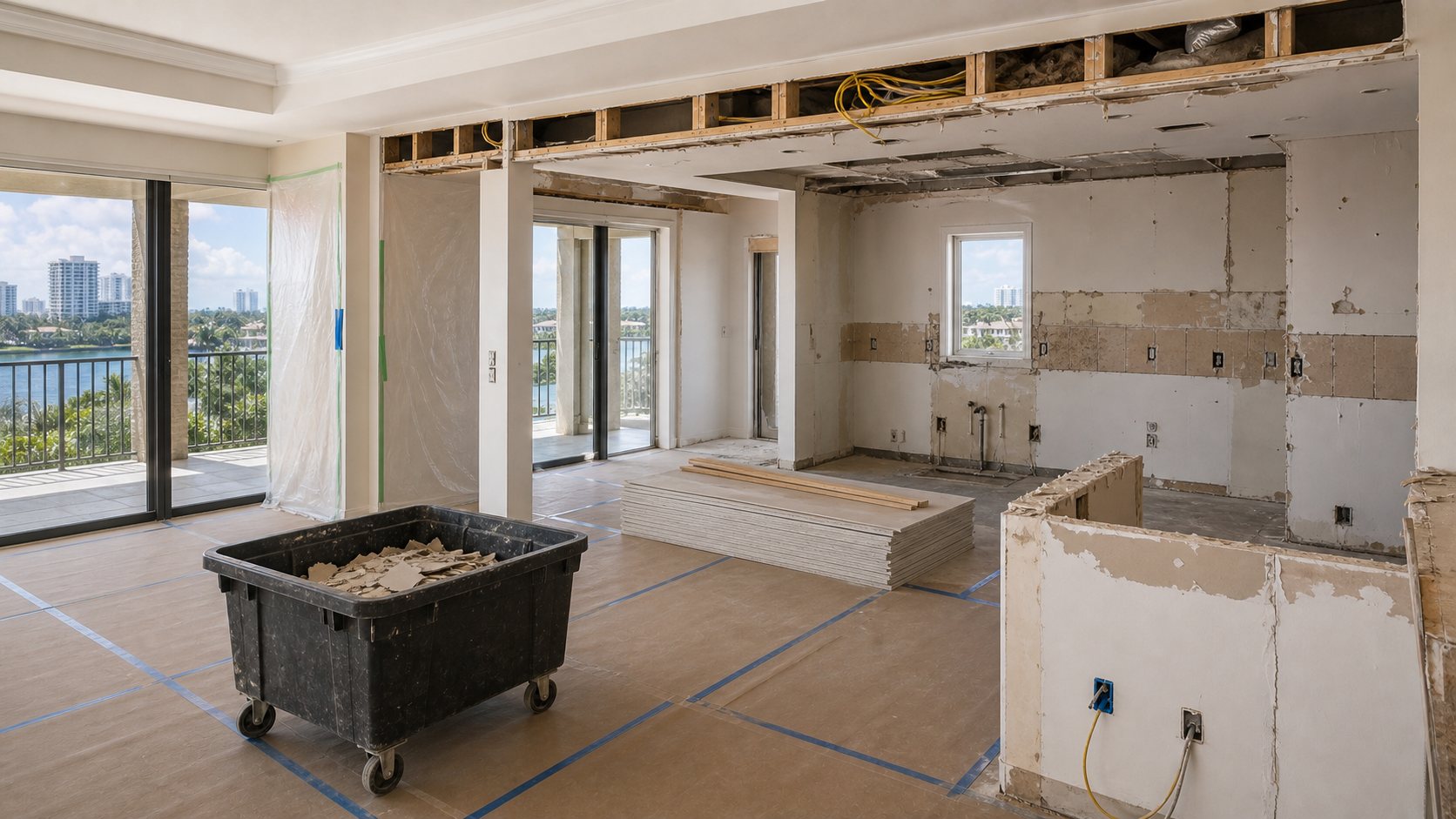 Luxury apartment remodeling in progress (representative)