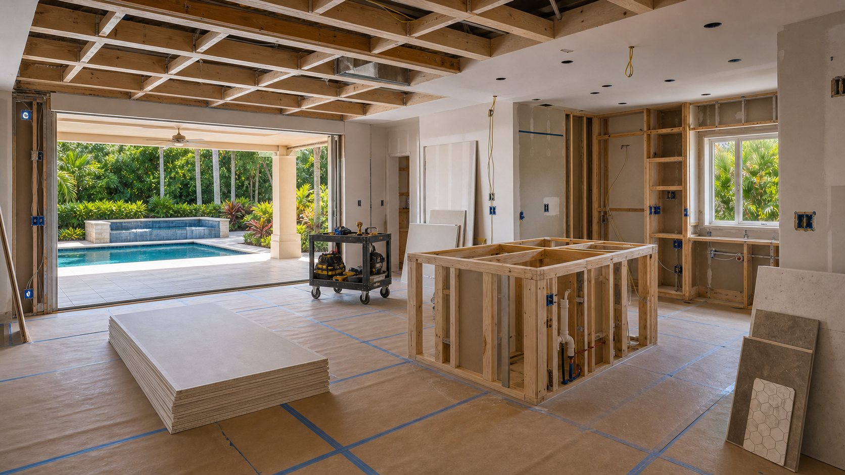 custom home addition in progress (representative)