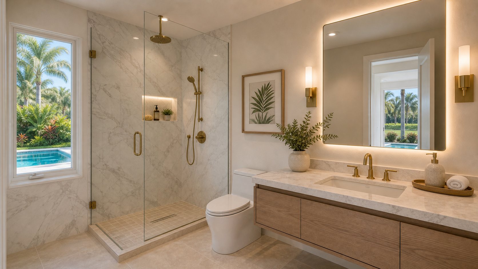Renovated spa bathroom in a Boca Raton condo