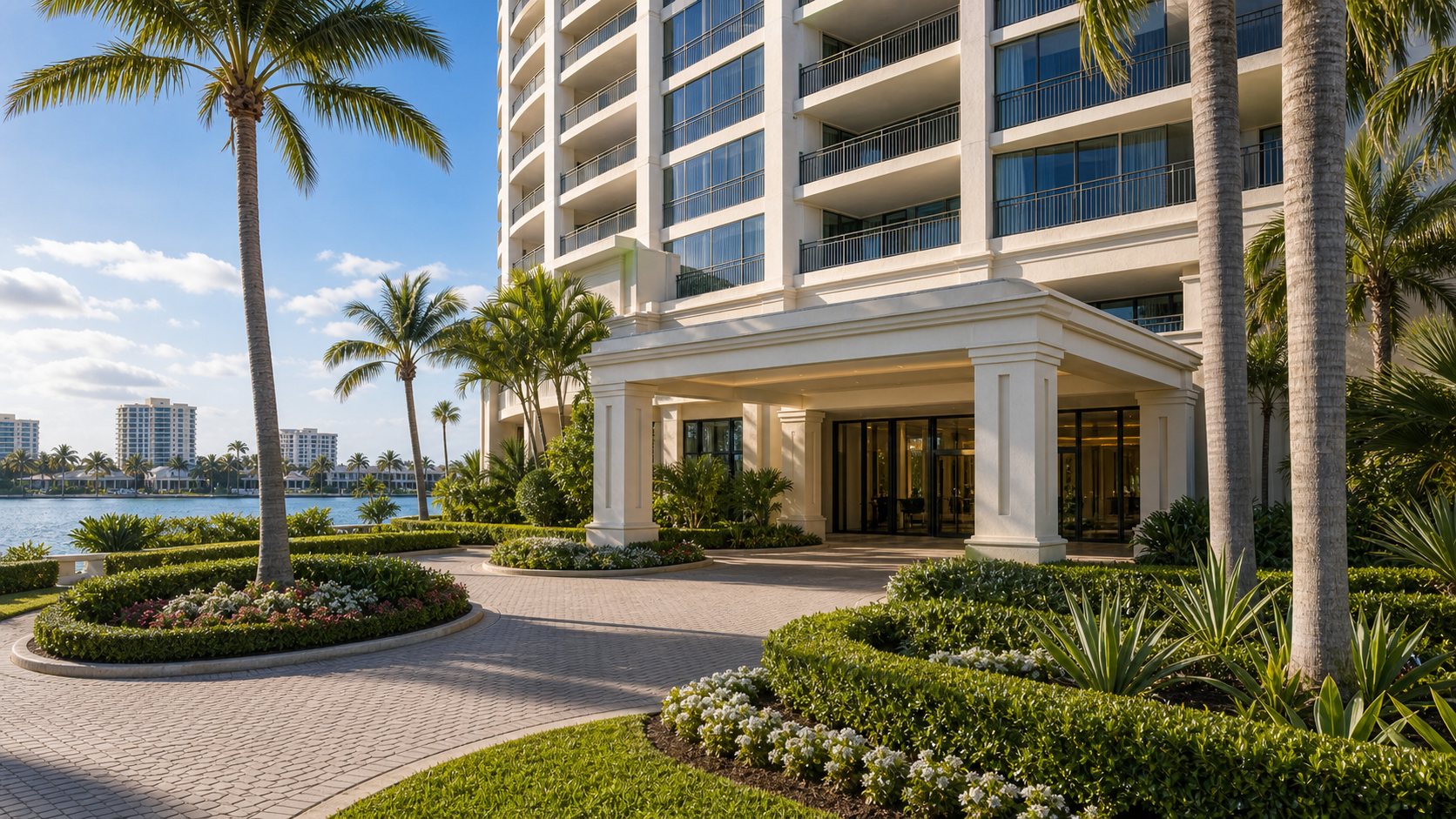 Boca Raton oceanfront tower at golden hour