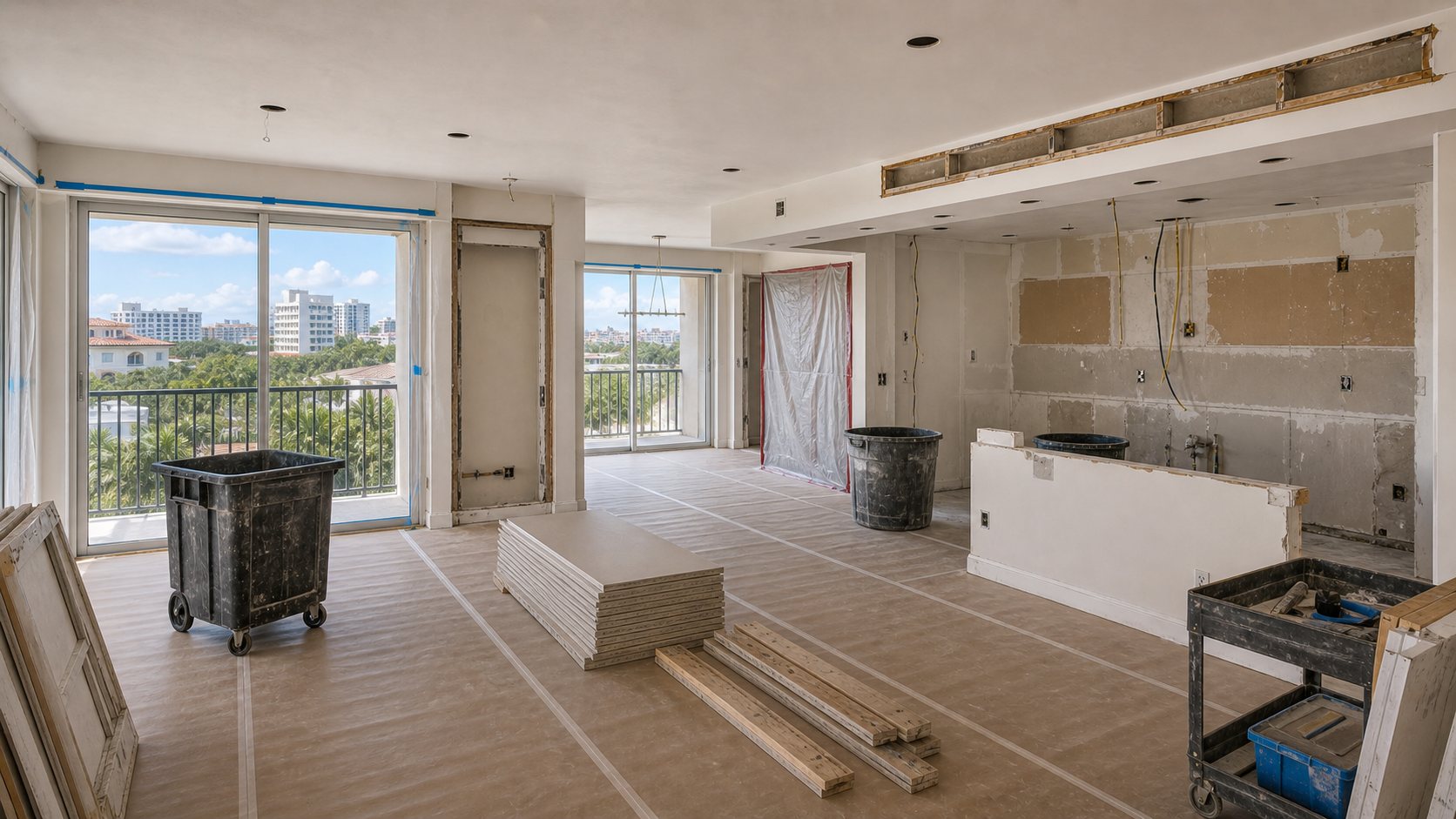 Townsend Place condo during renovation (representative)